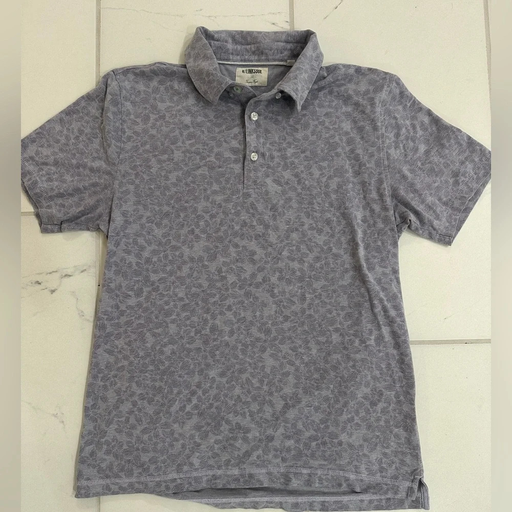 Linksoul Men Golf Short Sleeve Printed Astoria Polo Size Medium Light Purple